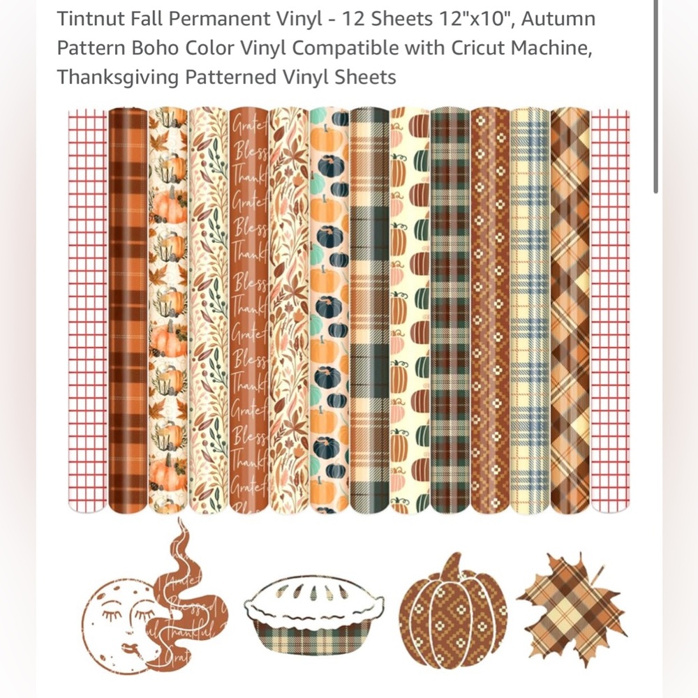 Autumn Patterned Permanent Vinyl Sheets